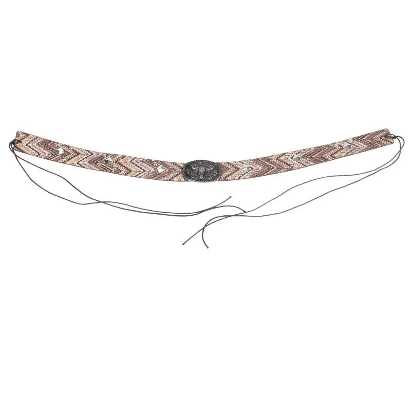 Leather Bison Head Decorative Hat Band