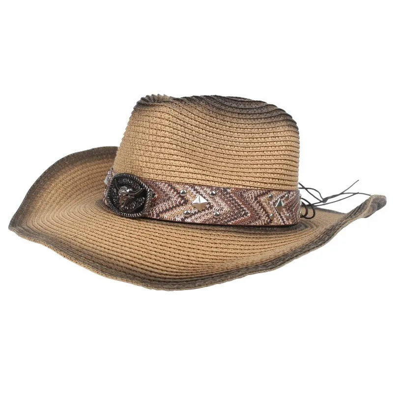 Leather Bison Head Decorative Hat Band