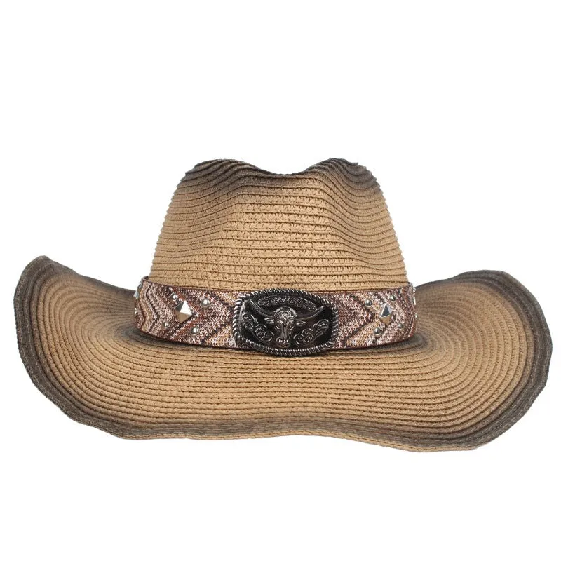 Leather Bison Head Decorative Hat Band