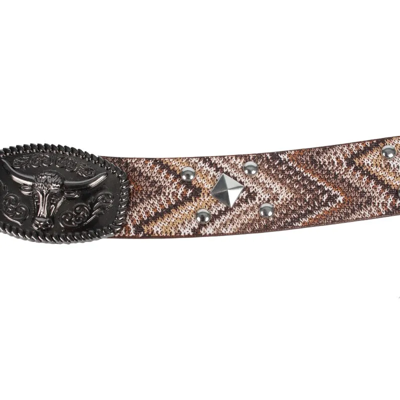 Leather Bison Head Decorative Hat Band
