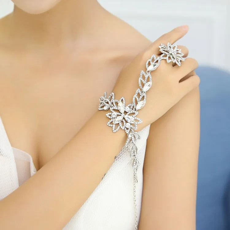 Luxury Rhinestone Flower Bridal or Quinceanera Bracelet
