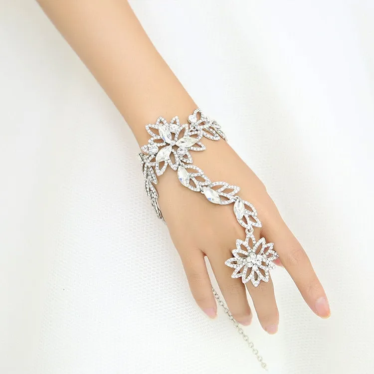Luxury Rhinestone Flower Bridal or Quinceanera Bracelet