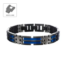 Matte Black & Blue IP Link Bracelet