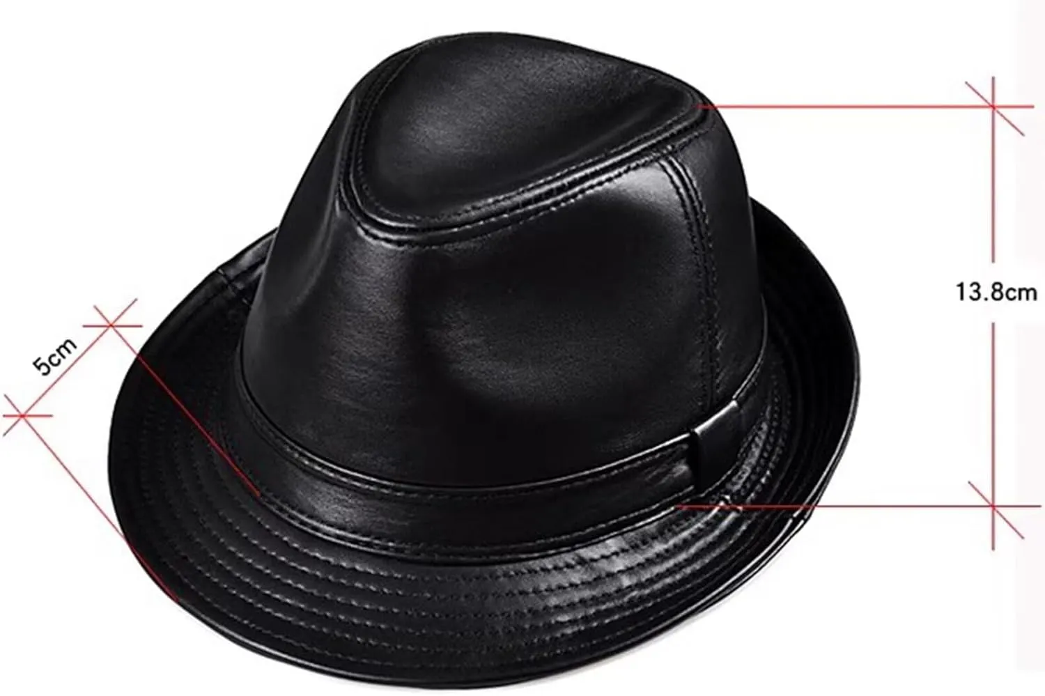 Men Fedora Trilby Hat Classic Leather Panama Hat Jazz Cap Vintage Gentleman Hat Gangster Party Hat