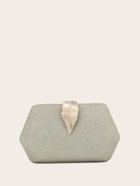 Metal Leaf Decor Chain Box Bag