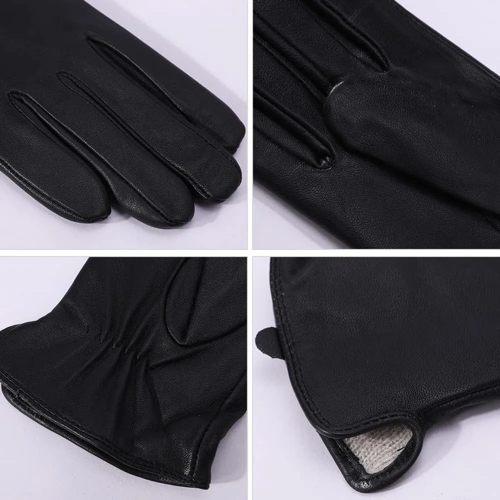 MGGMOKAY Womens Nappa Lambskin Leather Gloves Warm Cashmere Lined
