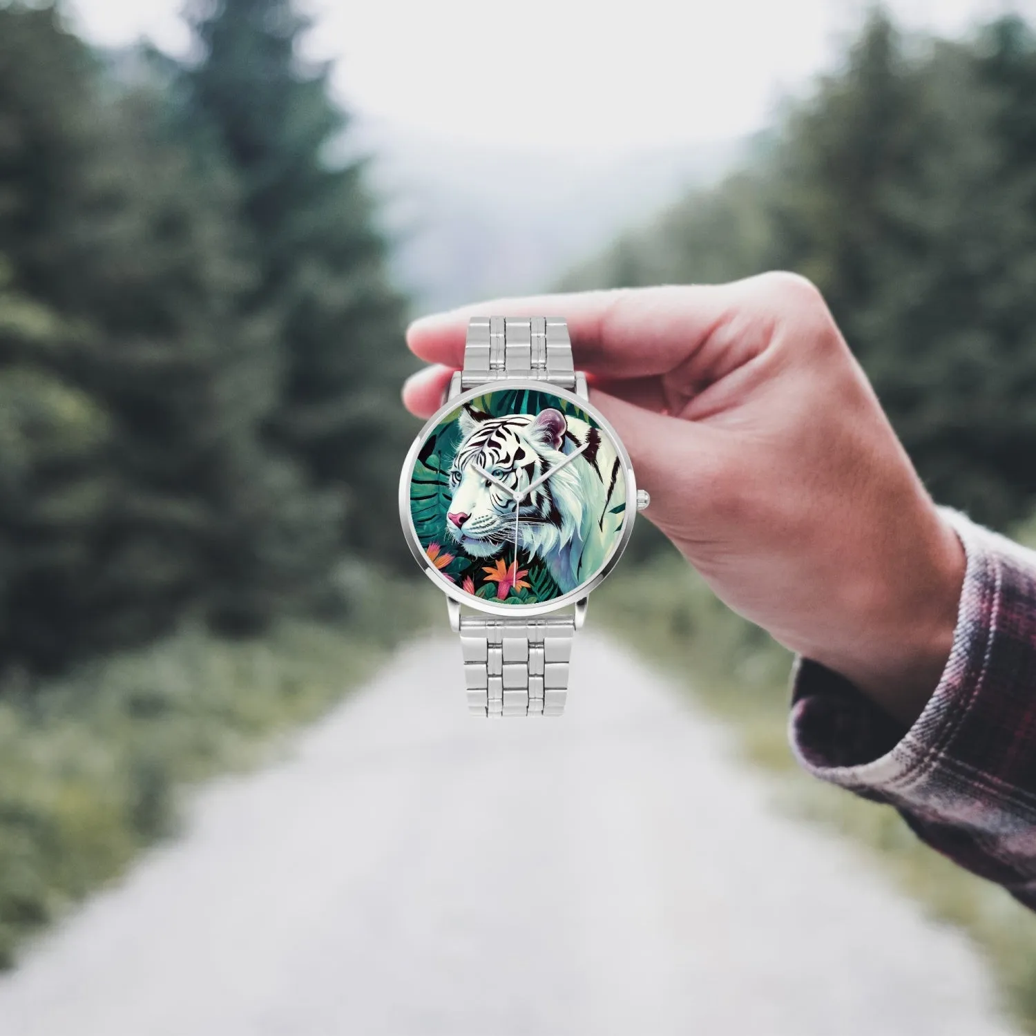 Montre à Quartz Instafamous "Tigre blanc et fleurs" (249)