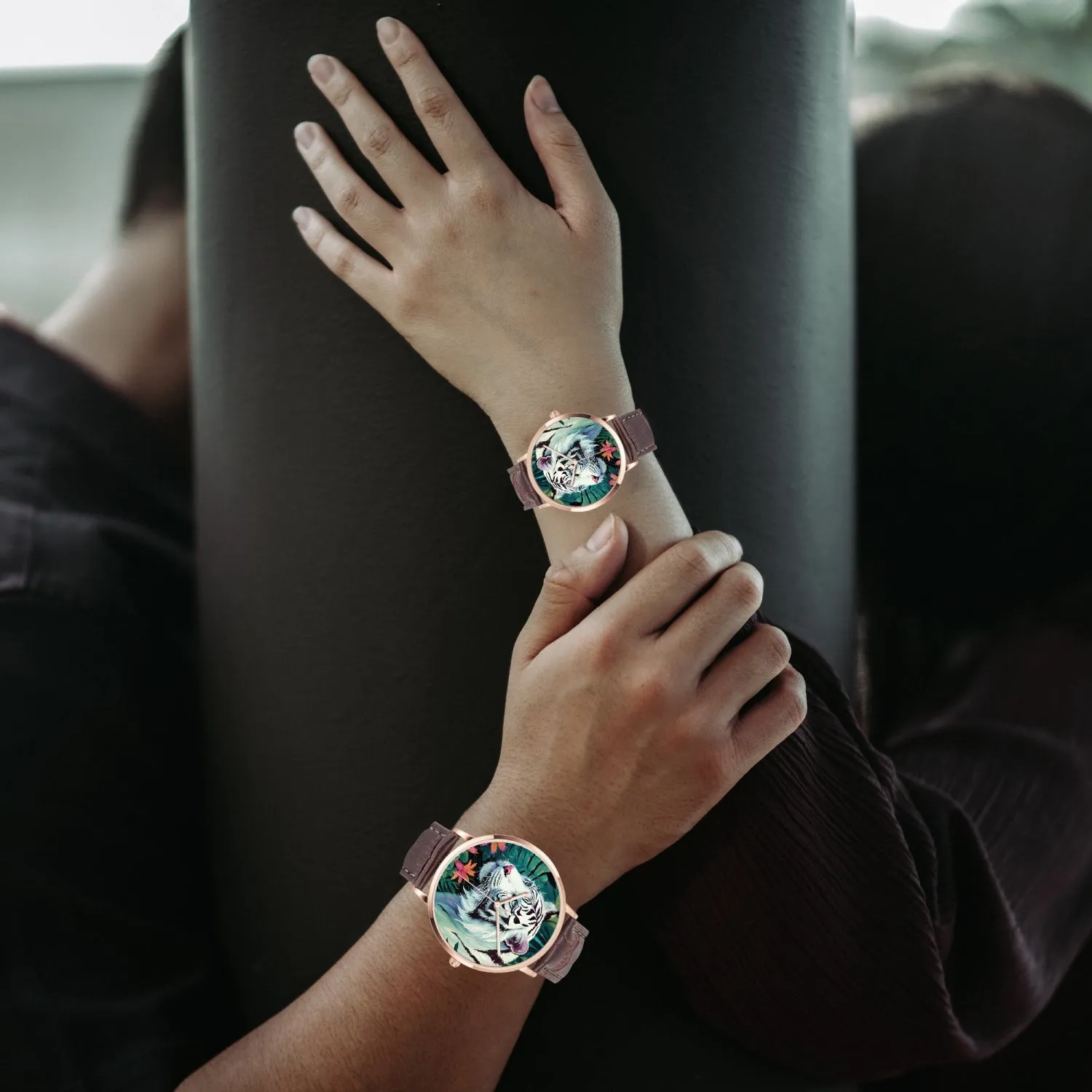 Montre à Quartz Instafamous "Tigre blanc et fleurs" (249)