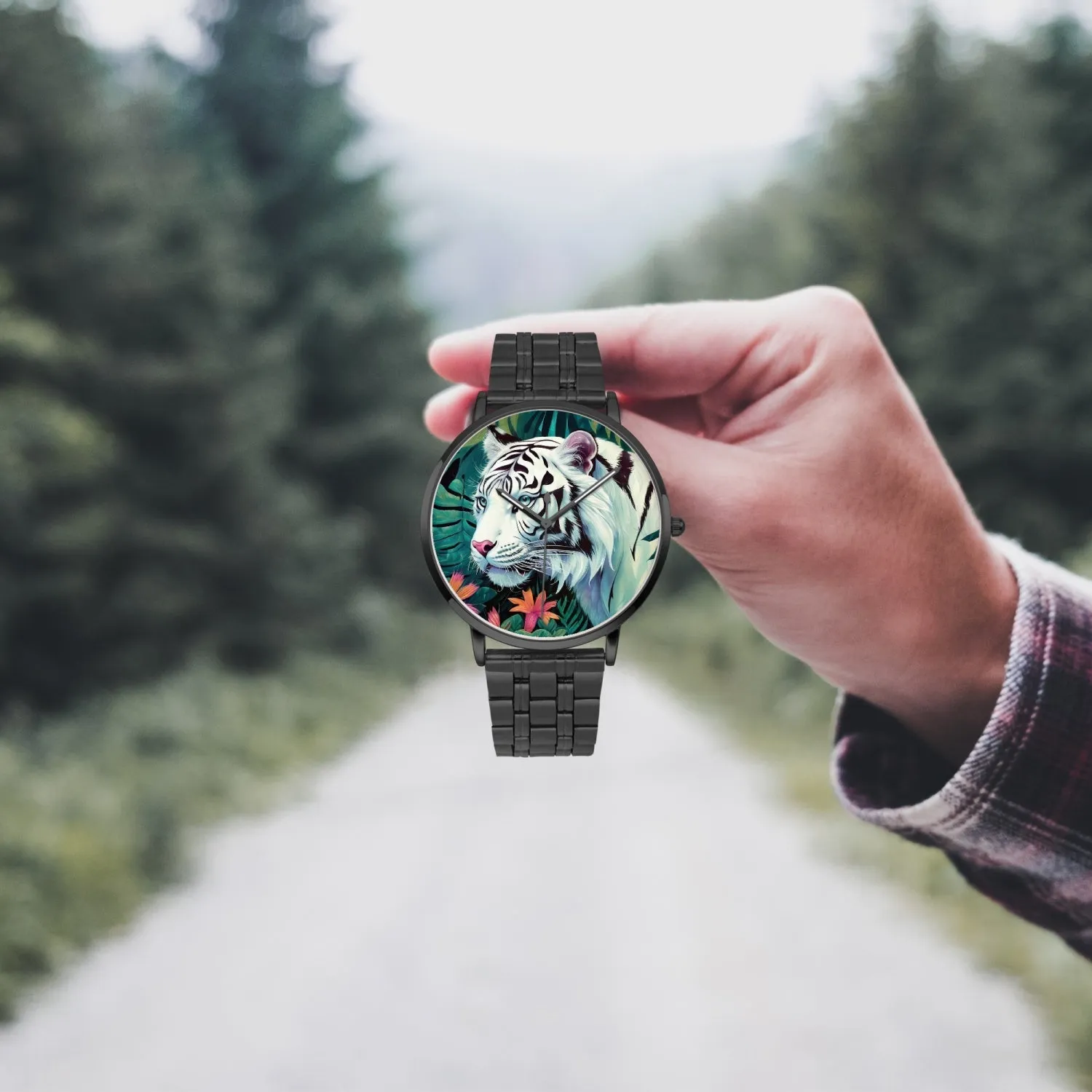 Montre à Quartz Instafamous "Tigre blanc et fleurs" (249)