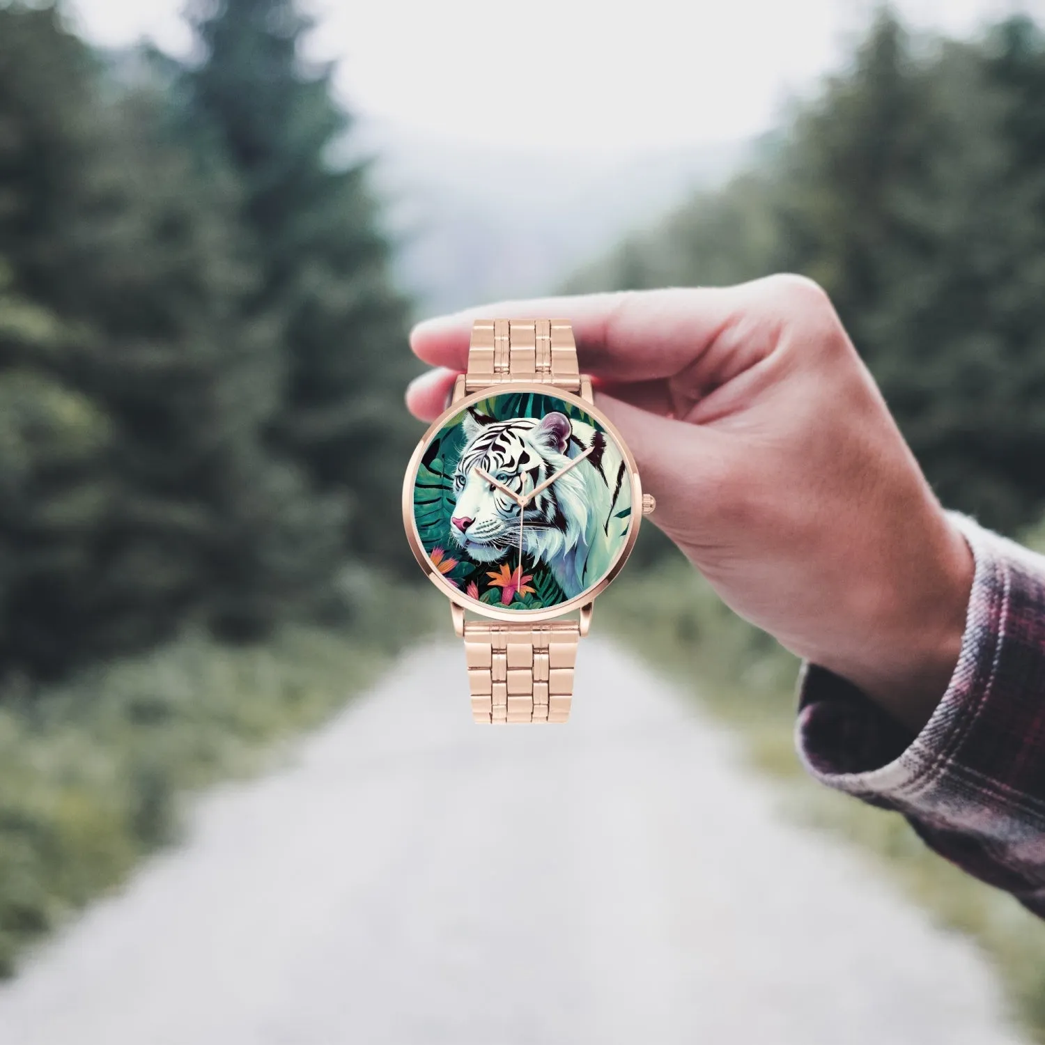 Montre à Quartz Instafamous "Tigre blanc et fleurs" (249)