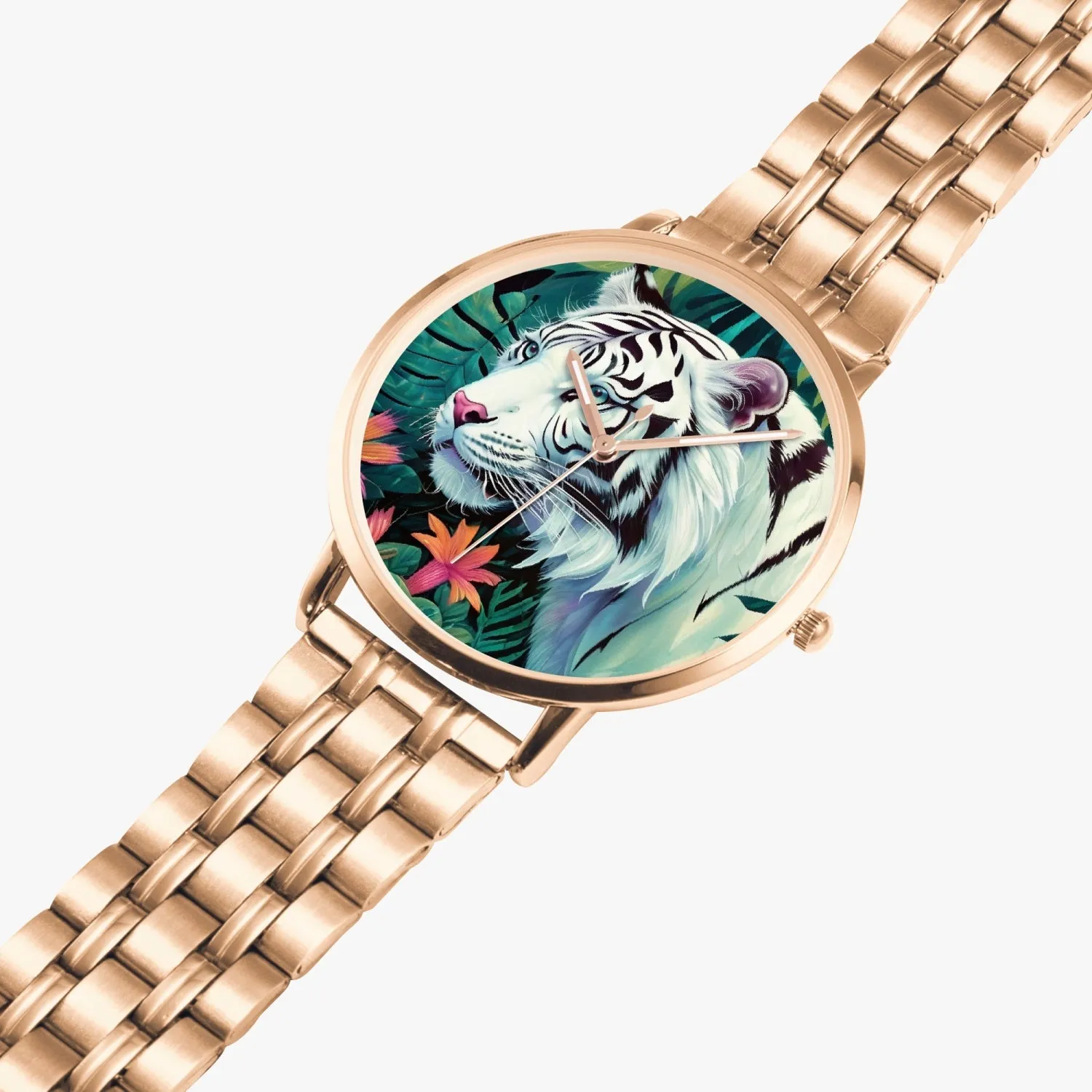 Montre à Quartz Instafamous "Tigre blanc et fleurs" (249)