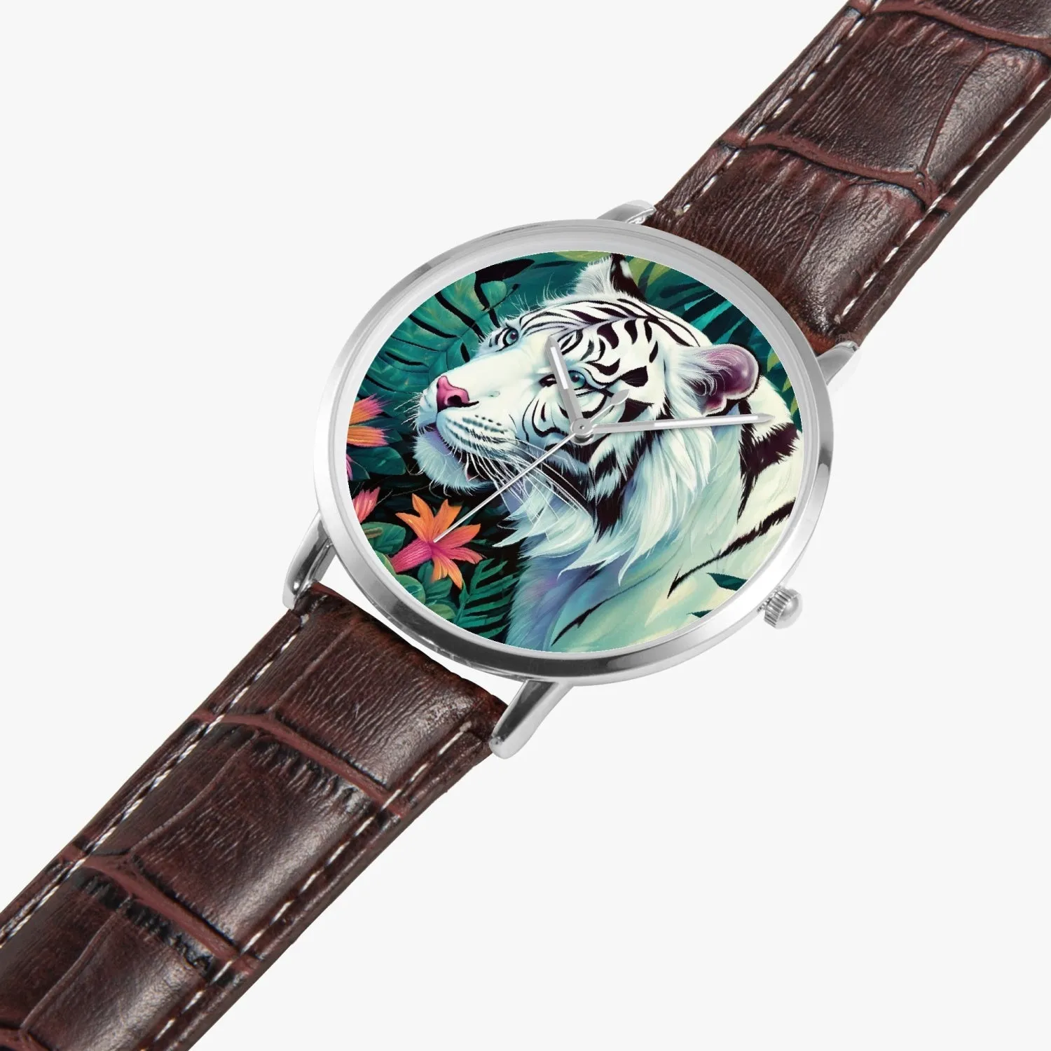 Montre à Quartz Instafamous "Tigre blanc et fleurs" (249)