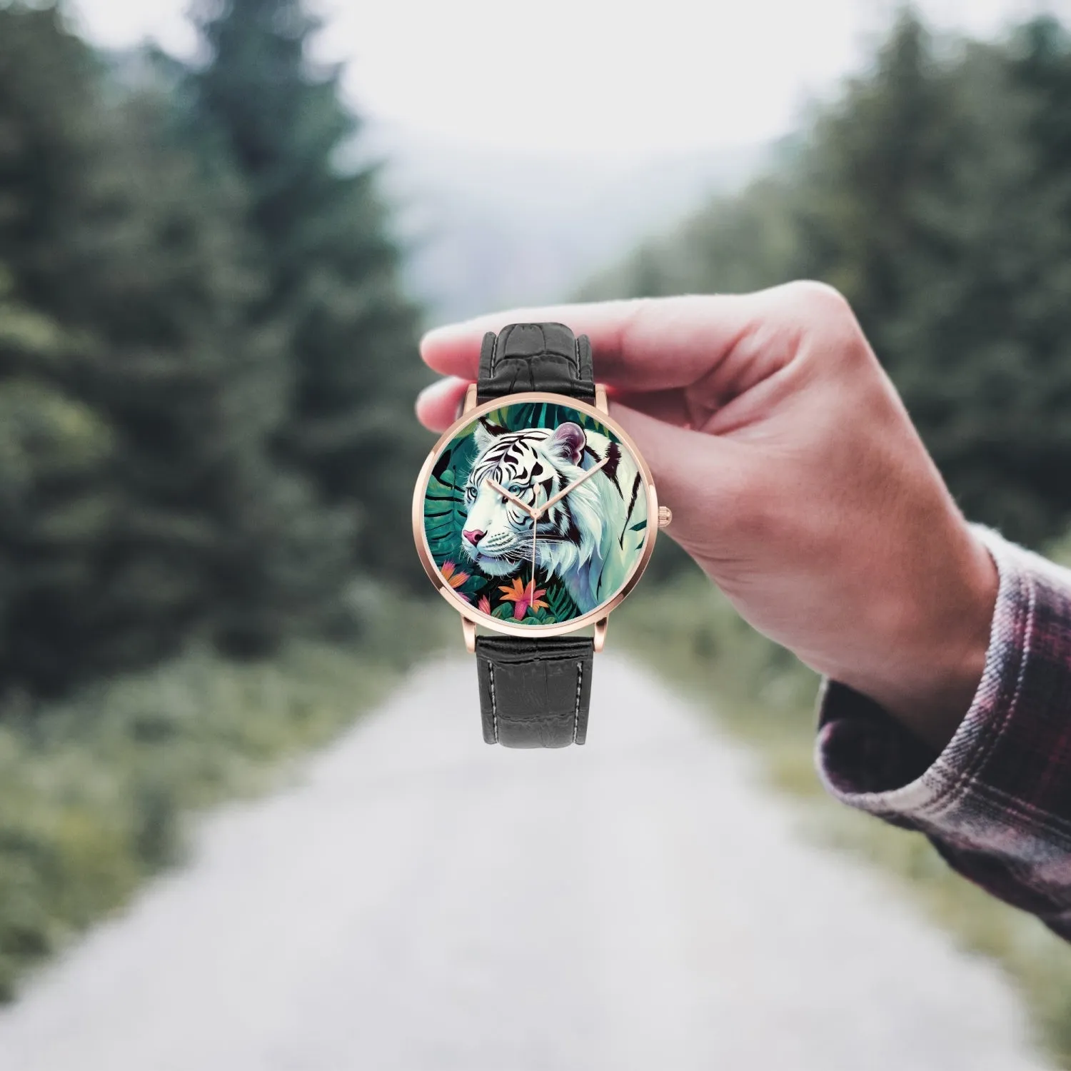 Montre à Quartz Instafamous "Tigre blanc et fleurs" (249)