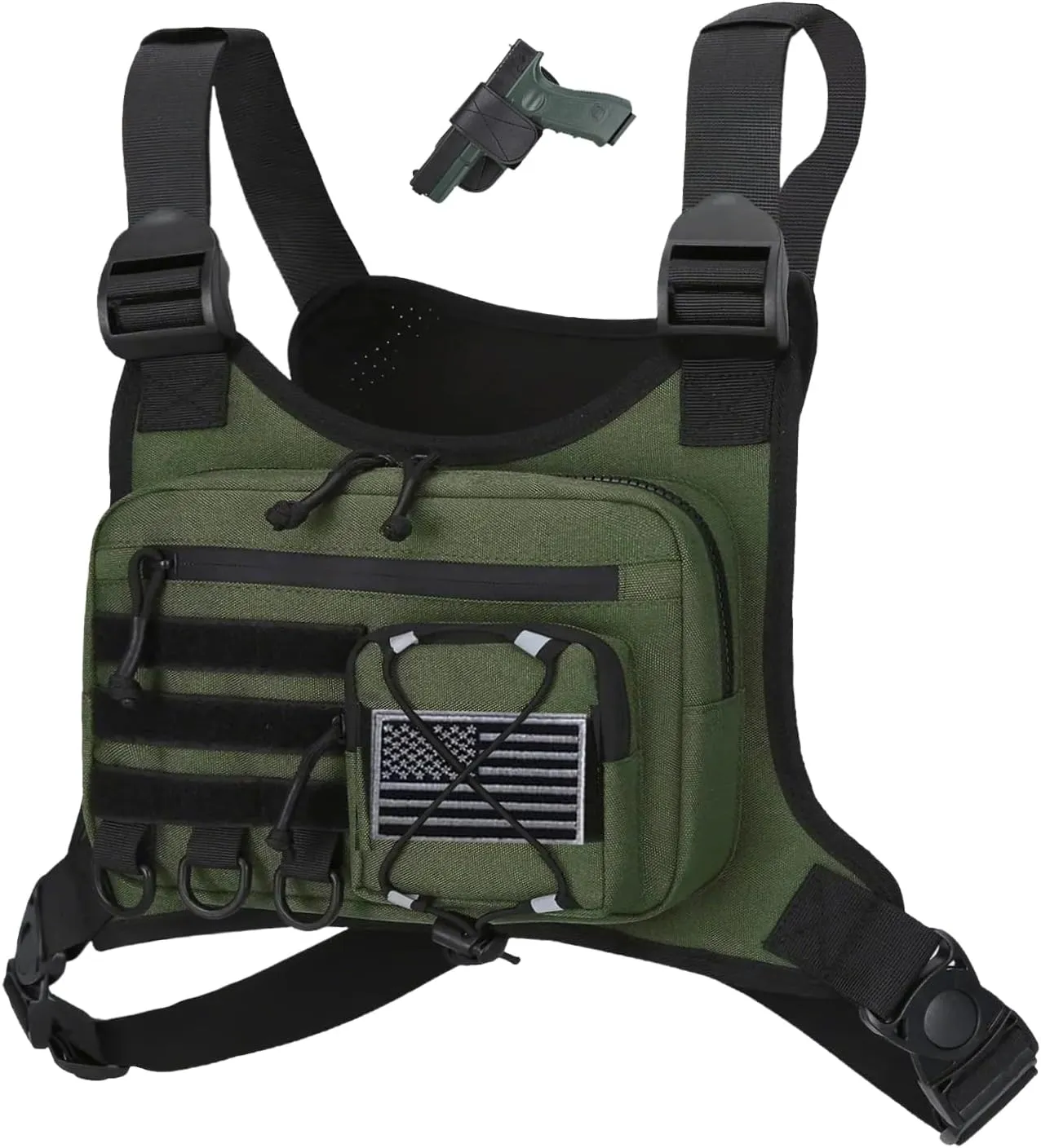 Outdoor Sports Chest Bag for Men, Chest Vest Holster Fits Most Pistols, EDC Travel Chest Pack for Running, Hiking