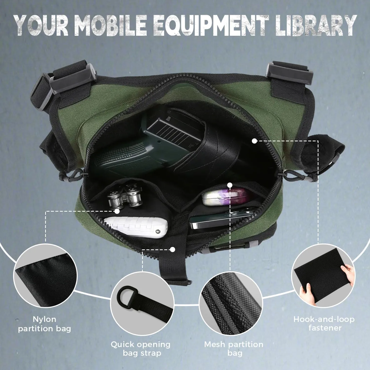 Outdoor Sports Chest Bag for Men, Chest Vest Holster Fits Most Pistols, EDC Travel Chest Pack for Running, Hiking