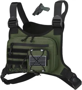 Outdoor Sports Chest Bag for Men, Chest Vest Holster Fits Most Pistols, EDC Travel Chest Pack for Running, Hiking