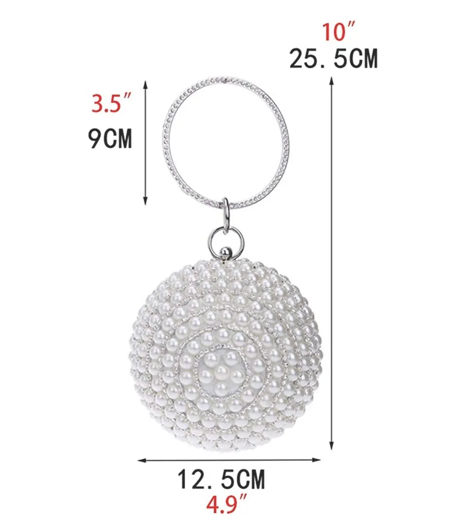 Pearla Crystal- Round Shape Rhinestone Evening Wristlet Clutch (Ships in 3 business days)
