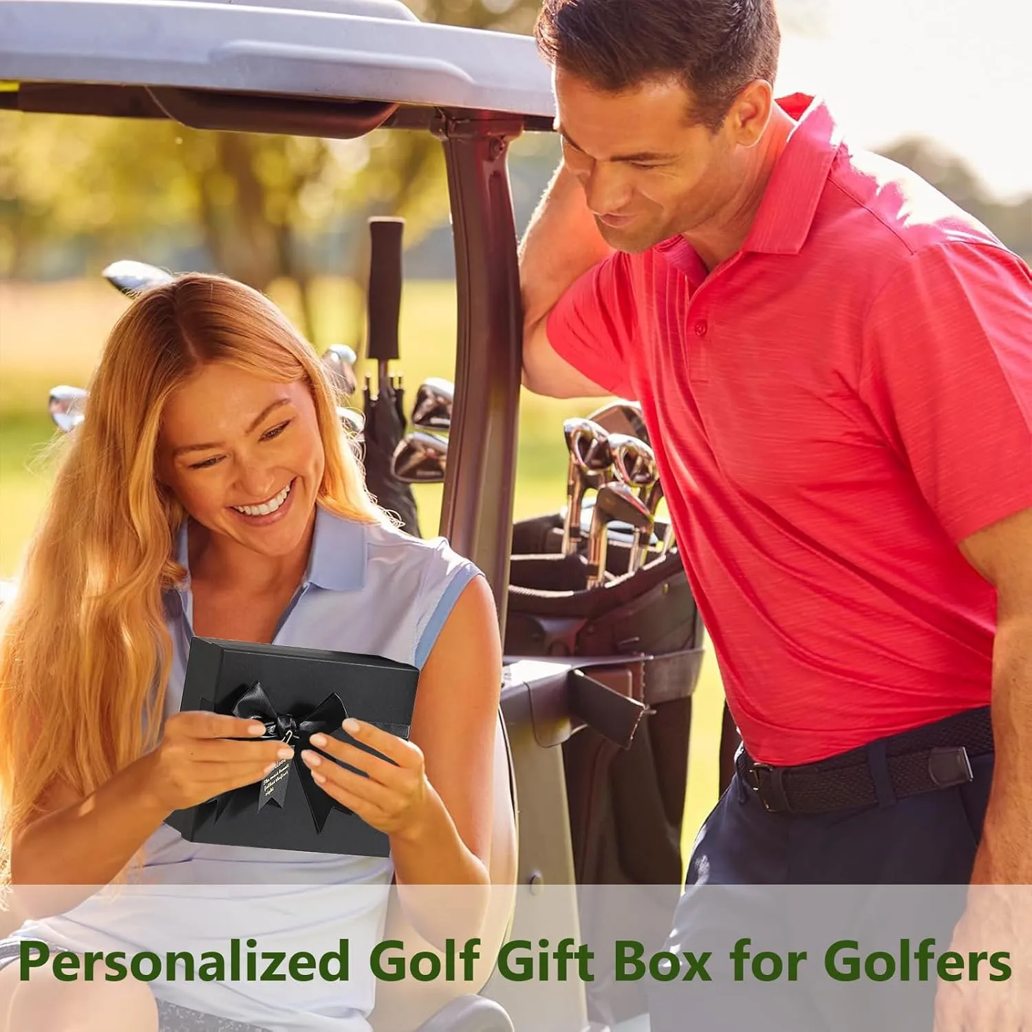 Personalized Golf Gift Set for Men & Dad - 3 Initial Golf Balls, Absorbent Towel & Leather Bag Tag with 5 Tees - Unique Birthday Box for Golfers & Partners