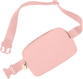 Pink Leather Belt Bag for Women  Stylish Crossbody Fanny Pack, Large Leather Waist Bag, Trendy Everywhere Belt Bag, Fashionable Cross Body Fanny Pack for Travel & Everyday Use
