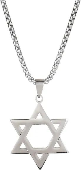 POYAMUSE Stainless Steel Star of David Necklace for Men - Symbolic Judaic Pendant Necklace, Jewish Star Pendant Necklace, Dainty Religious Necklace, Thoughtful Gift for Men and Women