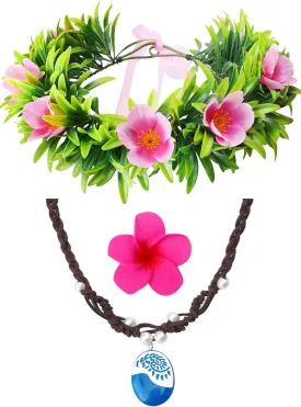 Princess Costume Accessories Set for Women,Flowers Garland Headband Flower Clips Necklace Dress Up Accessories