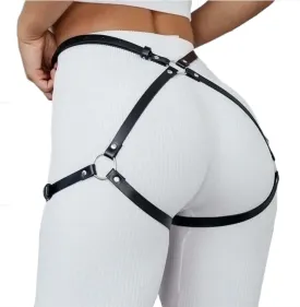Punk Leather Thigh Harness & Garter Belt for Women - Body Harness Lingerie, Waist Leg Garter for Halloween, Party, Nightclub