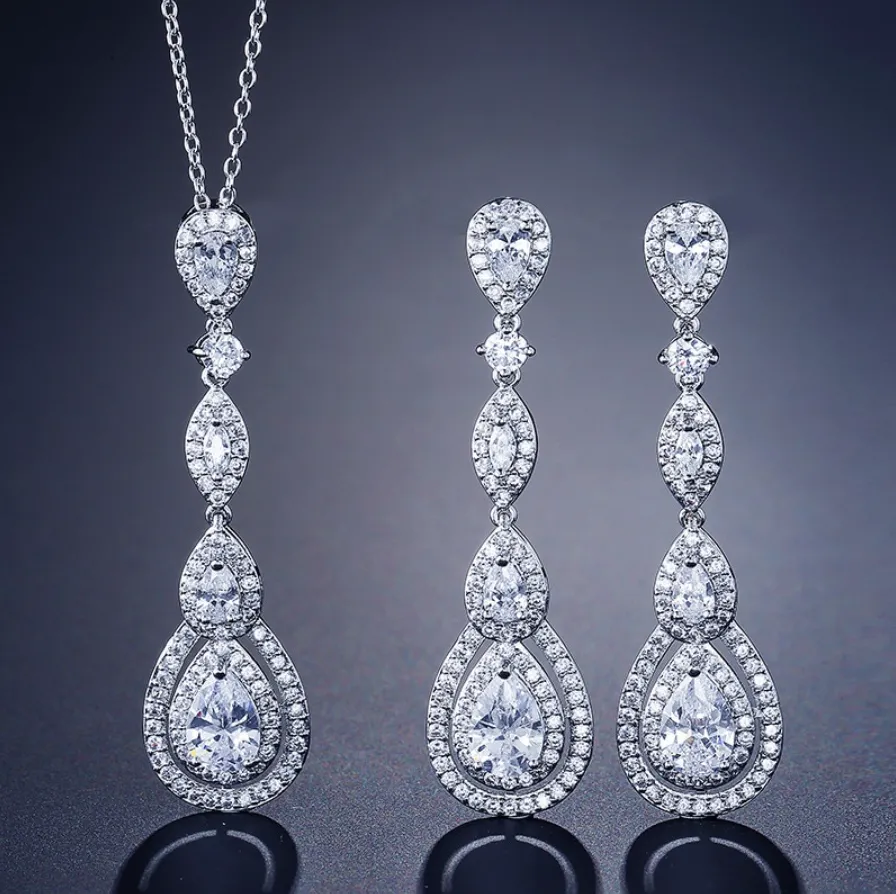 "Amalfi" - Cubic Zirconia Bridal Necklace - Available in Silver, Rose Gold and Yellow Gold