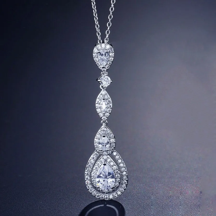 "Amalfi" - Cubic Zirconia Bridal Necklace - Available in Silver, Rose Gold and Yellow Gold