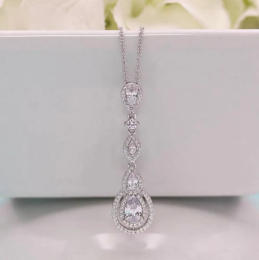 "Amalfi" - Cubic Zirconia Bridal Necklace - Available in Silver, Rose Gold and Yellow Gold