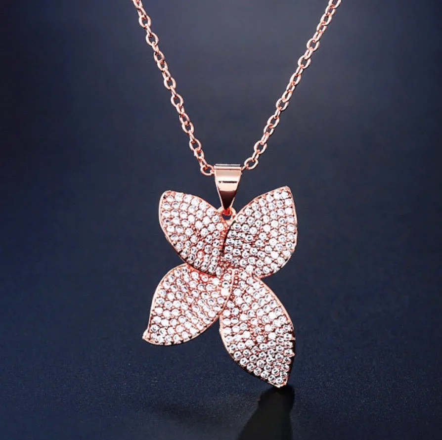 "Zinnia" - Cubic Zirconia Bridal Necklace - Available in Silver, Rose Gold and Yellow Gold
