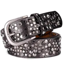 Rivet Studded Belt Women Punk Gothic Waistband Retro Vintage Leather