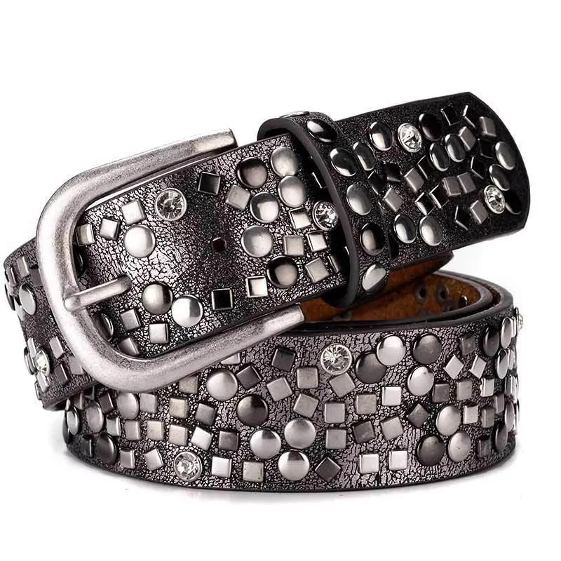 Rivet Studded Belt Women Punk Gothic Waistband Retro Vintage Leather