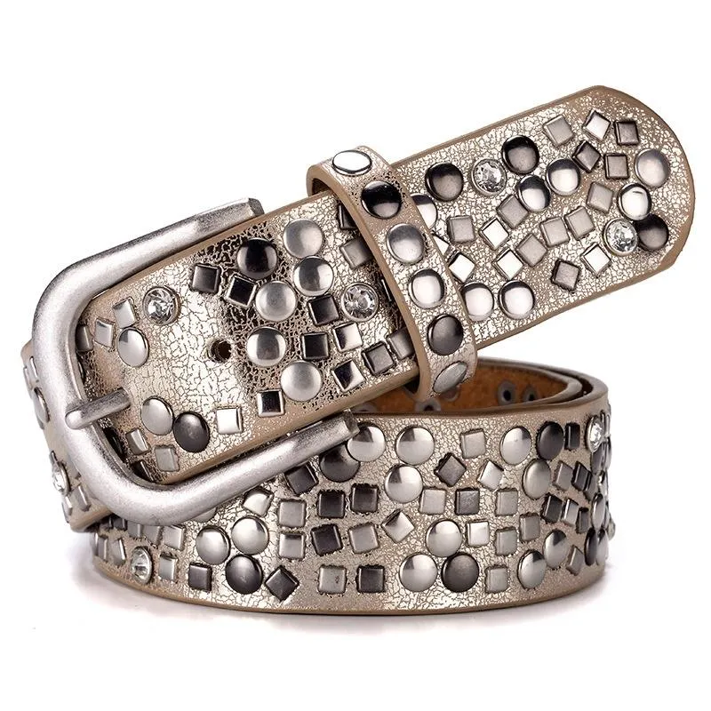 Rivet Studded Belt Women Punk Gothic Waistband Retro Vintage Leather