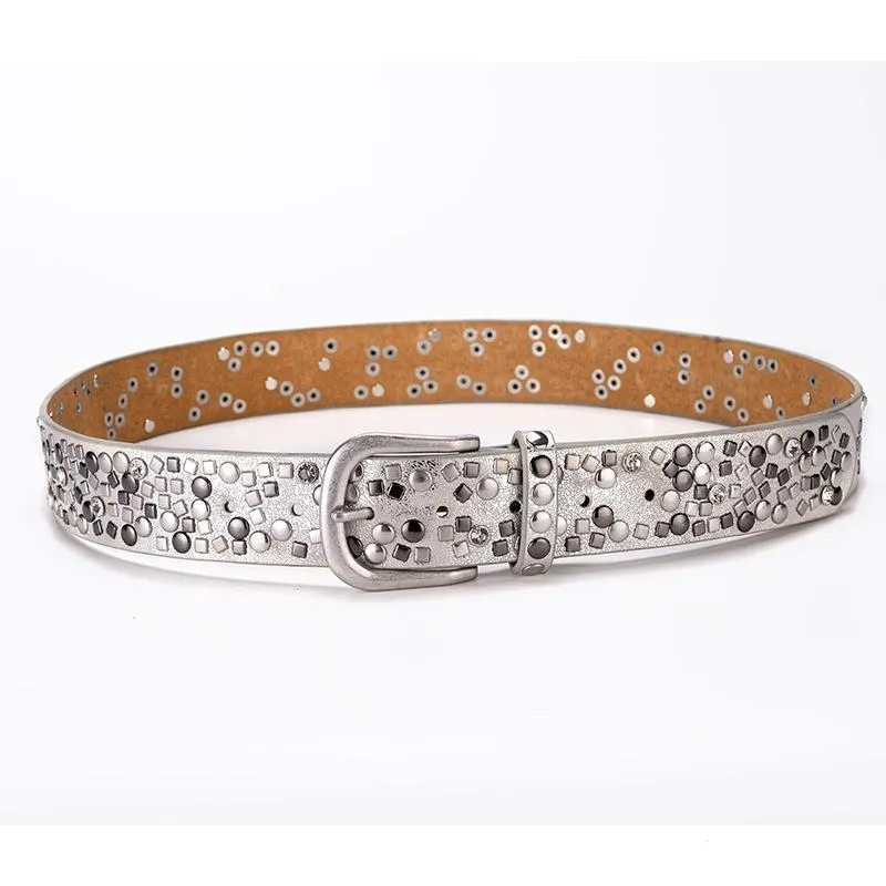 Rivet Studded Belt Women Punk Gothic Waistband Retro Vintage Leather