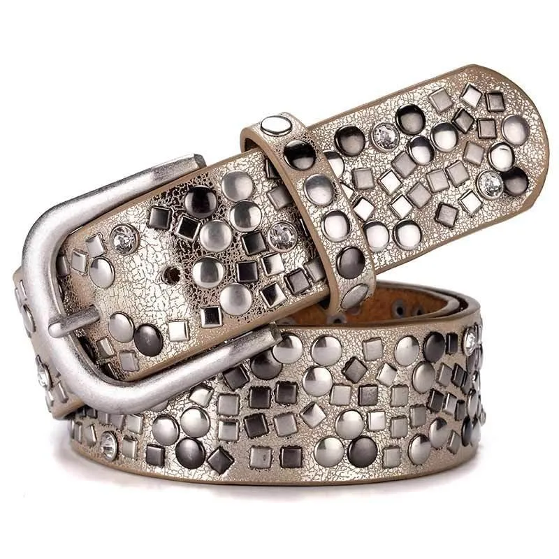 Rivet Studded Belt Women Punk Gothic Waistband Retro Vintage Leather