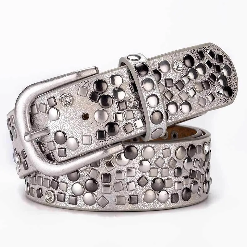 Rivet Studded Belt Women Punk Gothic Waistband Retro Vintage Leather