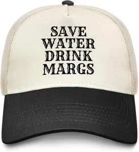 Save Water Drink Margs Trucker Hat Men Funny Mesh Cap for Summer