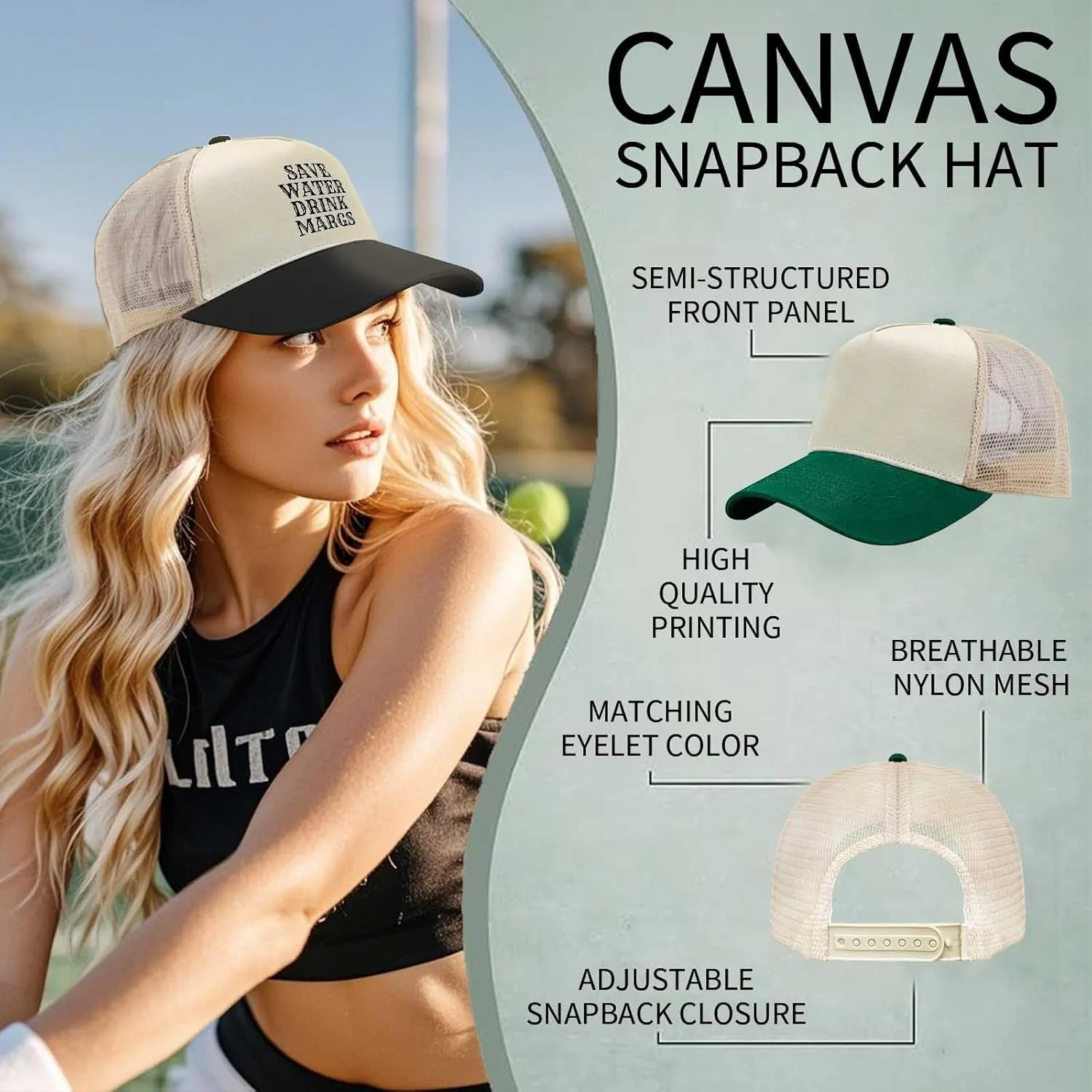 Save Water Drink Margs Trucker Hat Men Funny Mesh Cap for Summer