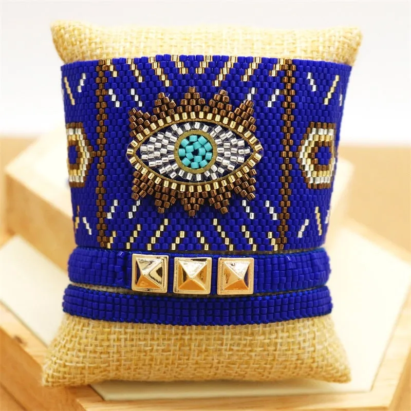 Seed Bead Cuff Bracelets 18 Different Styles And Colors You Choose Evil Eye With Tassels Or 3 Piece Sets With Crystals And Studs Tiny Indian Beads Stack Them!
