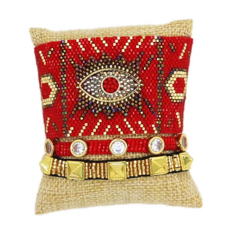 Seed Bead Cuff Bracelets 18 Different Styles And Colors You Choose Evil Eye With Tassels Or 3 Piece Sets With Crystals And Studs Tiny Indian Beads Stack Them!