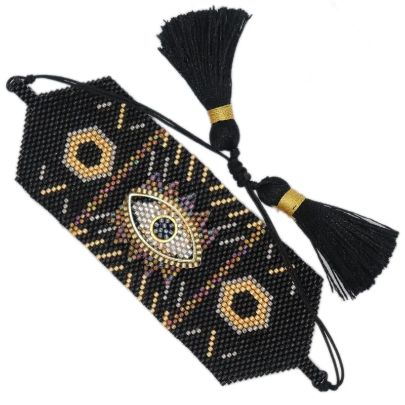 Seed Bead Cuff Bracelets 18 Different Styles And Colors You Choose Evil Eye With Tassels Or 3 Piece Sets With Crystals And Studs Tiny Indian Beads Stack Them!