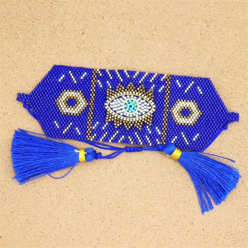 Seed Bead Cuff Bracelets 18 Different Styles And Colors You Choose Evil Eye With Tassels Or 3 Piece Sets With Crystals And Studs Tiny Indian Beads Stack Them!