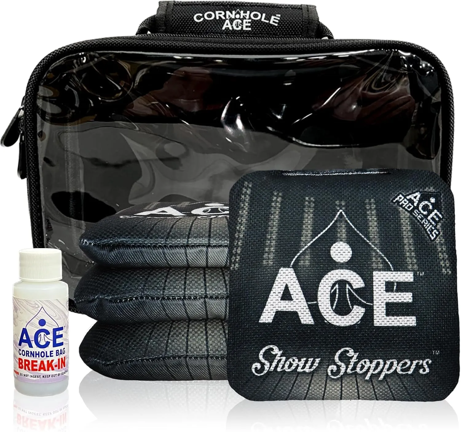 Show Stoppers | ACE Pro Cornhole Bags   PRO Kits | Dual Sided Slick Slicker All Weather | Optional Bag Break in and Carrying Case | Set of 4