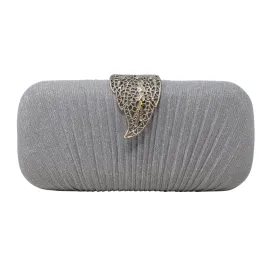 Sparkly Gold Leaf Shimmery Silver Clutch