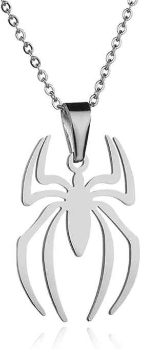 Spider Necklace for Men Women Titanium Stainless Steel Gold Silver Lightweight Fashion Anime Goth Cool Hippie Spider Man Pendant Necklace