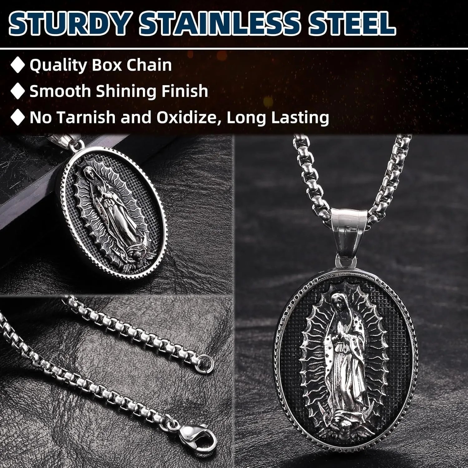 St Michael Necklace for Men - Stainless Steel Archangel Patron Amulet Medal Pendant,Saint Michael/Christopher/Joseph/Jude/Benedict/Anthony/Virgin Mary Catholic Jewelry Gift for Protection Confirmation