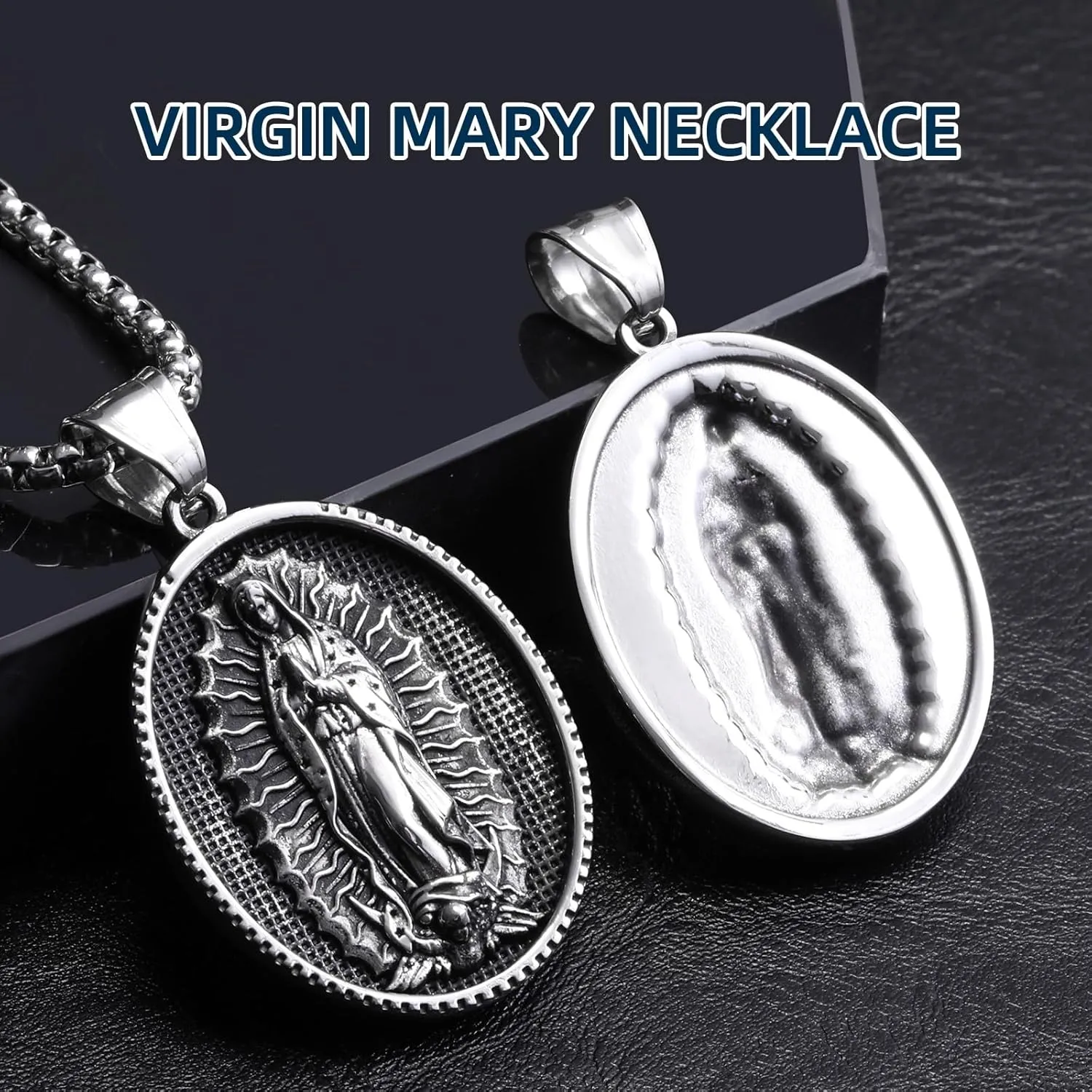 St Michael Necklace for Men - Stainless Steel Archangel Patron Amulet Medal Pendant,Saint Michael/Christopher/Joseph/Jude/Benedict/Anthony/Virgin Mary Catholic Jewelry Gift for Protection Confirmation