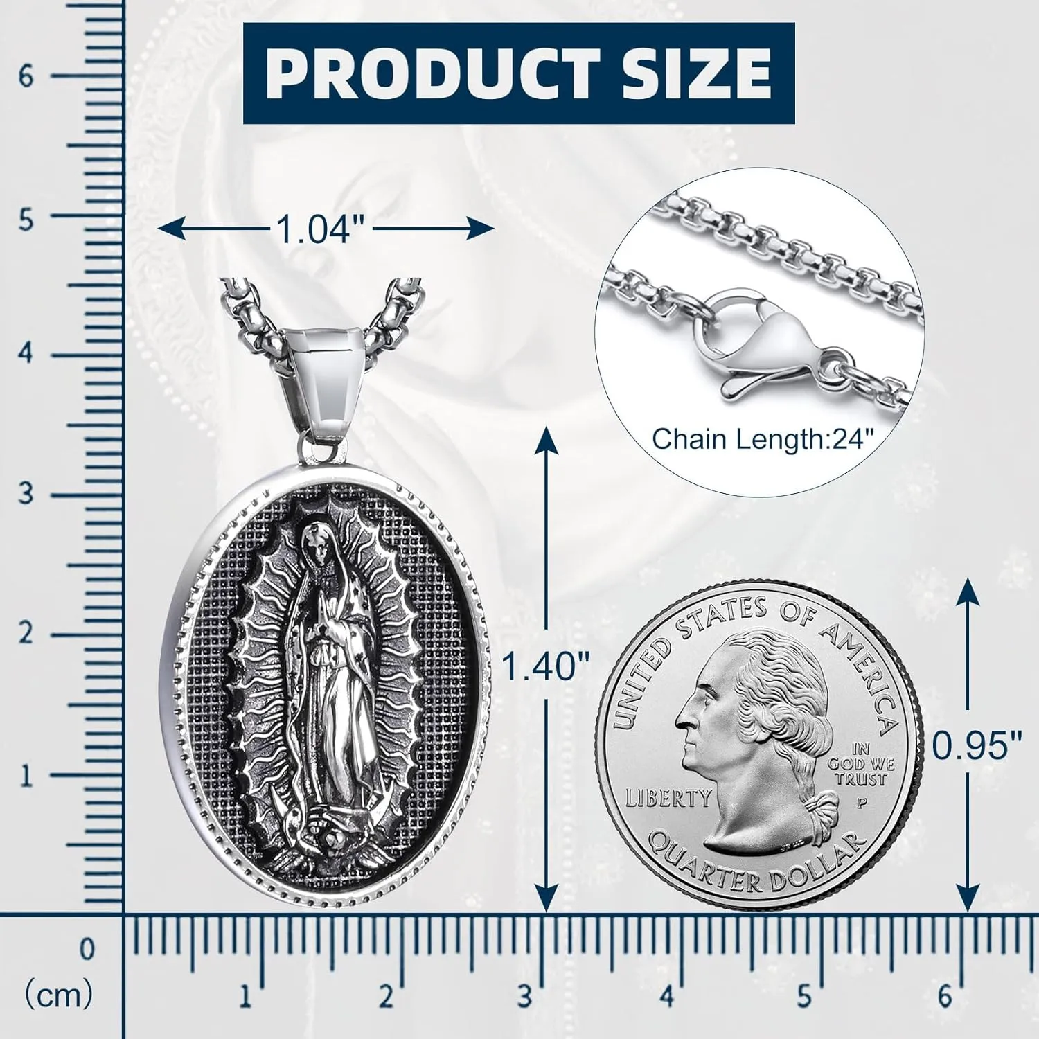 St Michael Necklace for Men - Stainless Steel Archangel Patron Amulet Medal Pendant,Saint Michael/Christopher/Joseph/Jude/Benedict/Anthony/Virgin Mary Catholic Jewelry Gift for Protection Confirmation