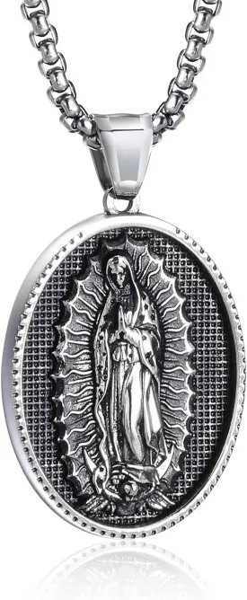 St Michael Necklace for Men - Stainless Steel Archangel Patron Amulet Medal Pendant,Saint Michael/Christopher/Joseph/Jude/Benedict/Anthony/Virgin Mary Catholic Jewelry Gift for Protection Confirmation
