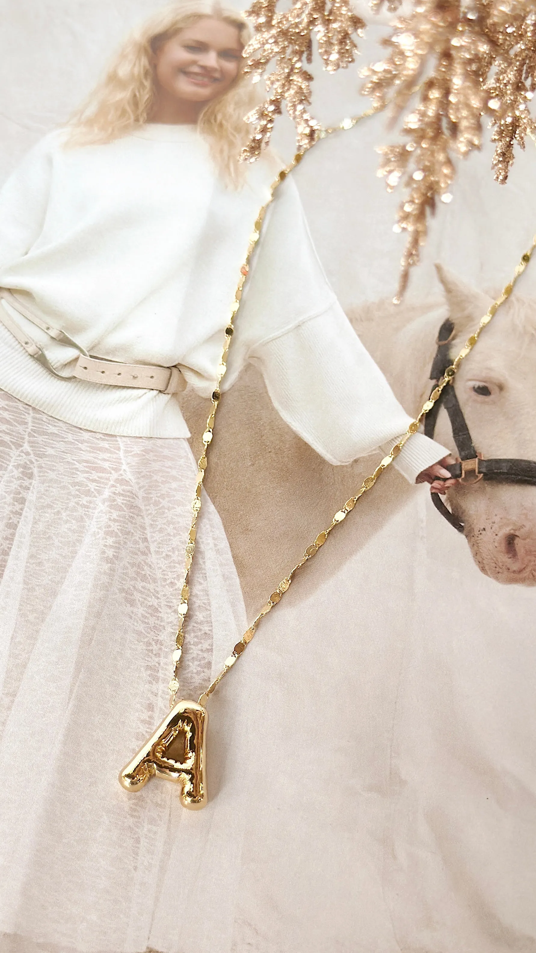 The Gold Bubble Initial Necklace